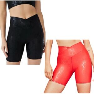 Women's 2 sets of Black and Red High-Waisted Shorts NWT